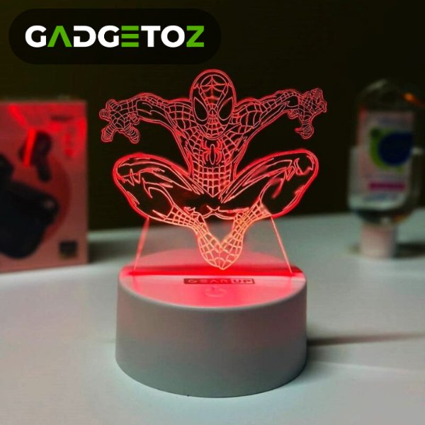 GearUP Acrylic Multicolor Night Lamp Spider Man