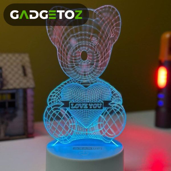 GearUP Acrylic Multicolor Night Lamp Love Bear