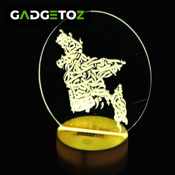 GearUP Acrylic Multicolor Night Lamp White BD Map