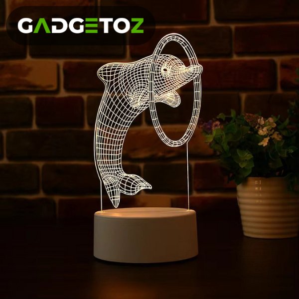 GearUP Acrylic Multicolor Night Lamp Dolphin