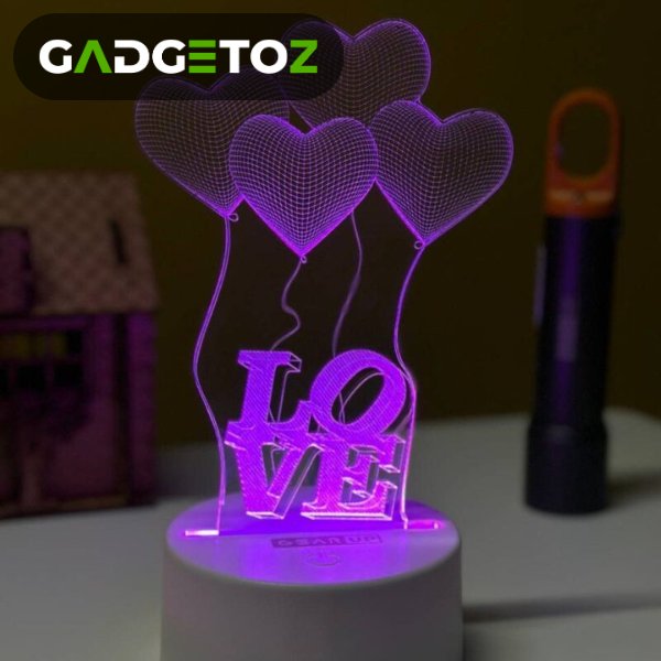 GearUP Acrylic Multicolor Night Lamp Love Baloon