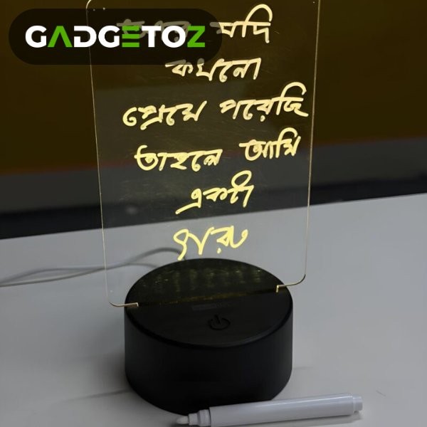 GearUP Acrylic Multicolor Night Lamp with Writable Board and Eraser Pen