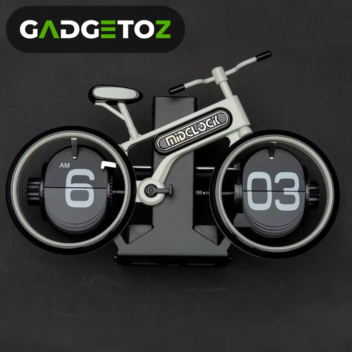 MidClock HY-F117 Unique Bicycle Vintage Flip Desk Clock